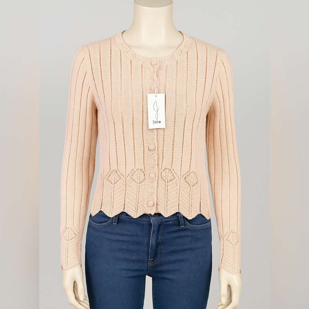 Joie Open-Knit Crochet-Inspired Cardigan Sweater Beige M NWT - Picture 13 of 14